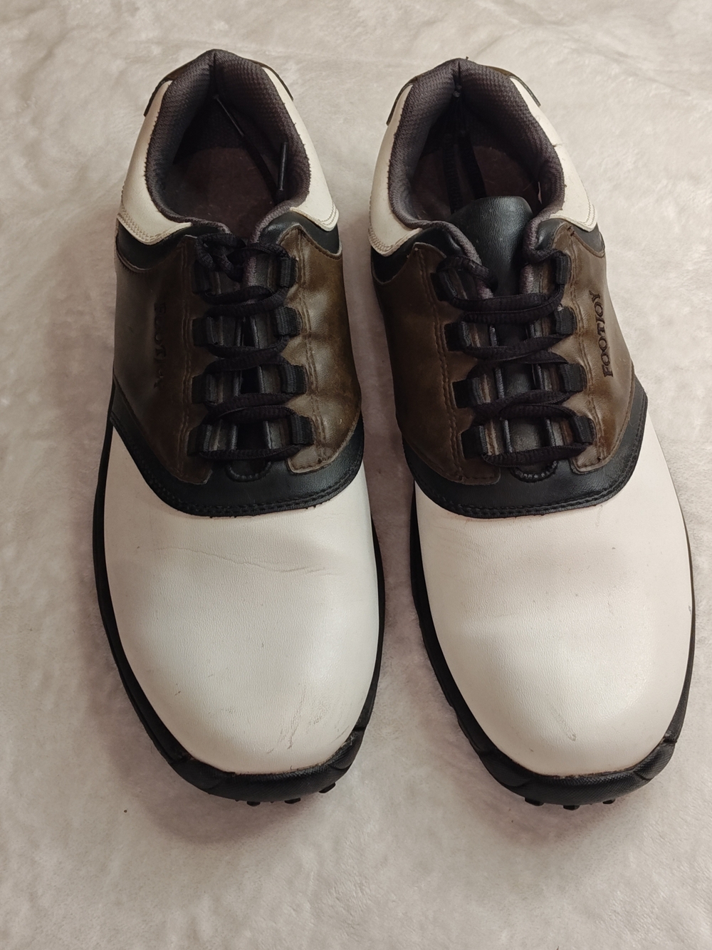 FootJoy GreenJoys Men's Golf Shoes Size 11 M White Brown Black Soft Spiked